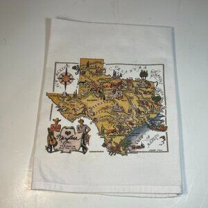 Texas State Dish Towel Map of State Gulf of Mexico Cowboys Knollwood Lane
